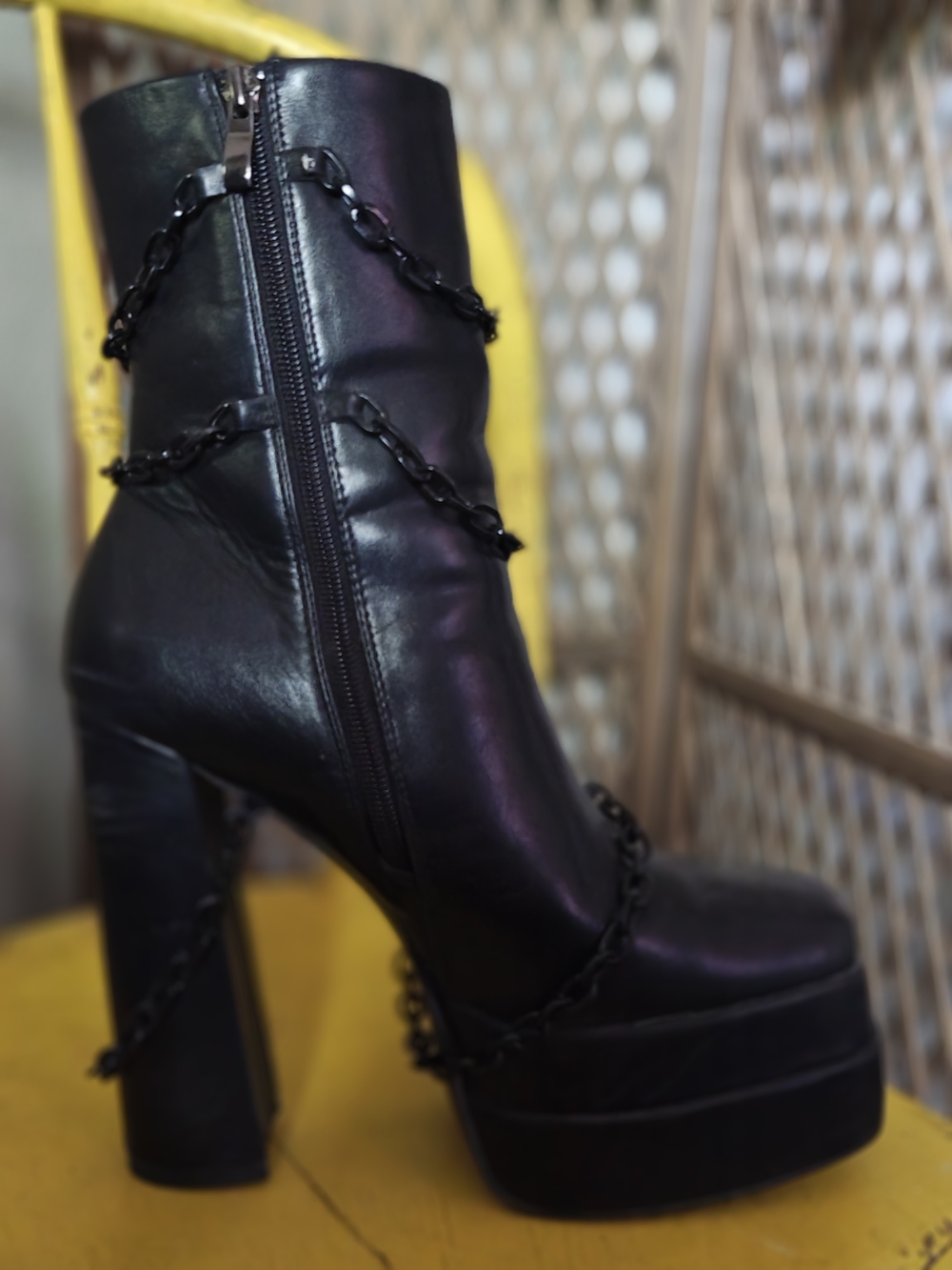 Killstar Black Chain-Accented Platform Ankle Boots - Picture 6 of 10